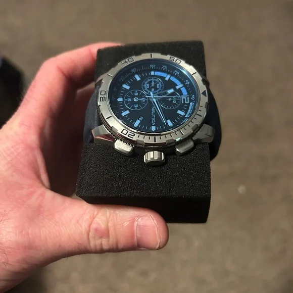 Nautica Silver and Blue Chronograph Watch - Picture 3 of 5